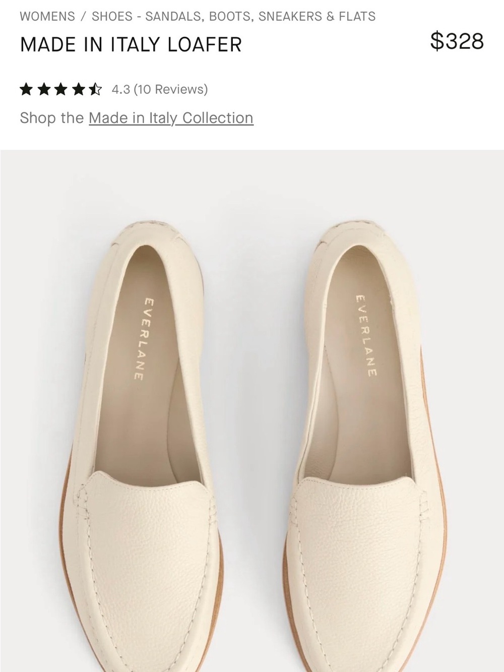 Everlane Cream Leather Loafers